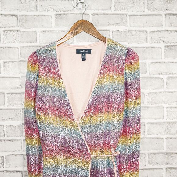 ModCloth Take A Shine Sequin Wrap Dress size Small Multi-color - Picture 6 of 7